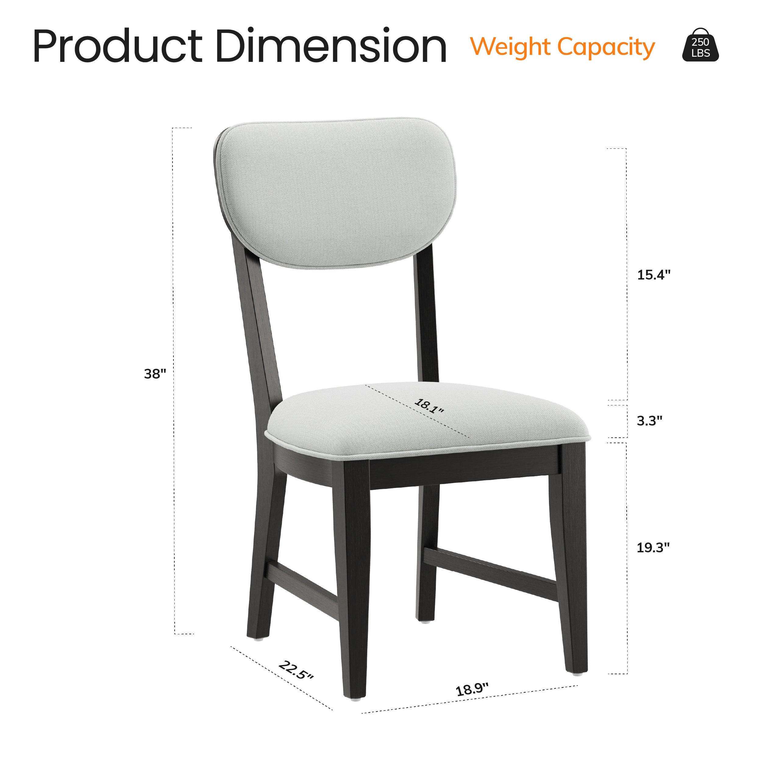 COLAMY PURA Solid Wood Dining Chair with OEKO-TEX® Fabric