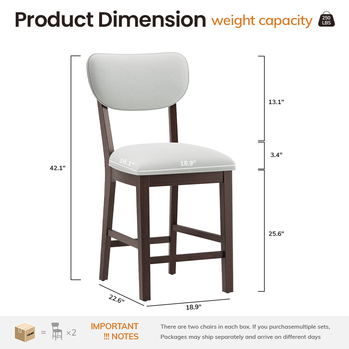 COLAMY AUREL Upholstered Bar Stool