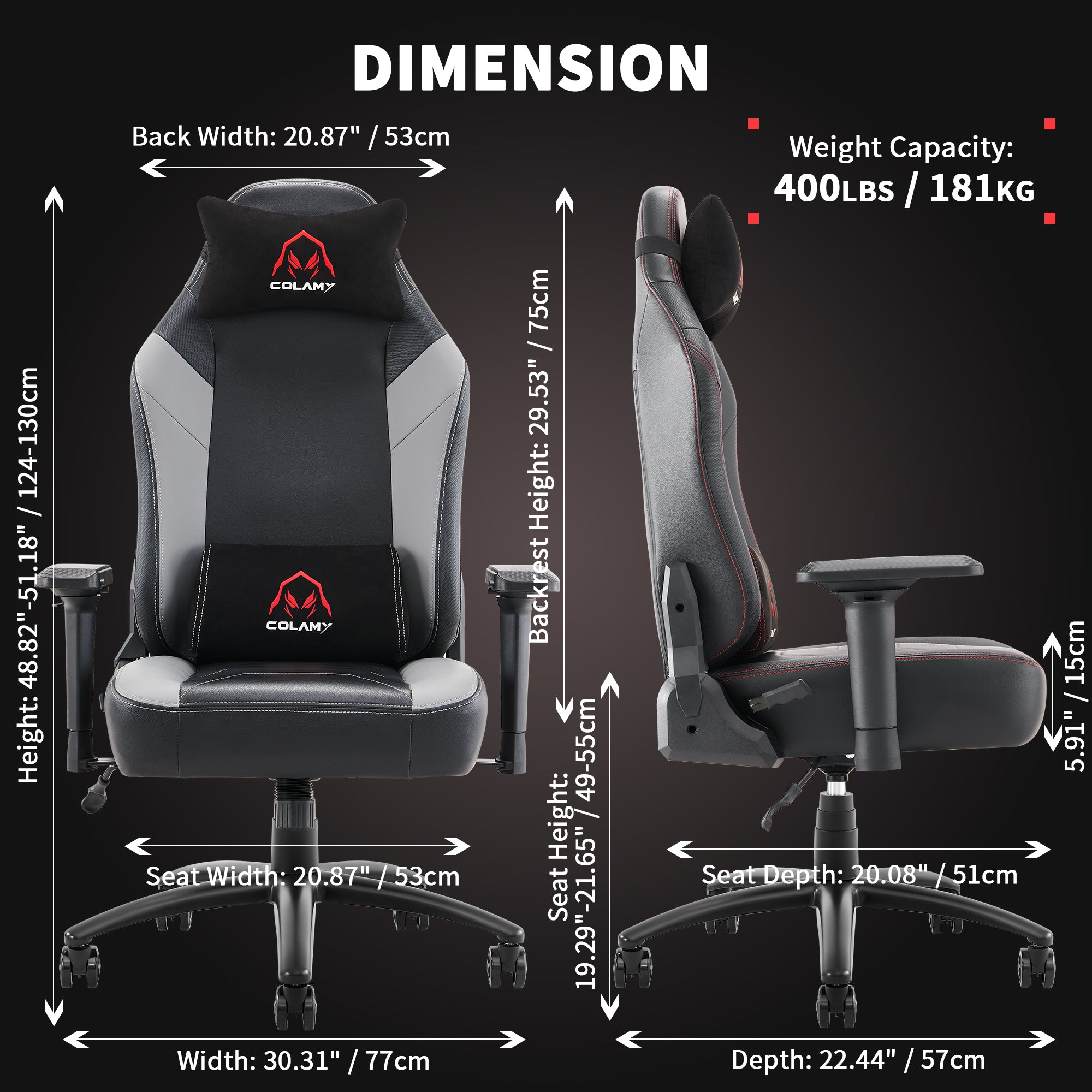 COLAMY Ergonomic Big and Tall 350lbs Gaming Chair Designed for Gamers