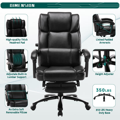 COLAMY Faux Leather Reclining Gaming Chair 350lbs Office Chair with Footrest Model.91290