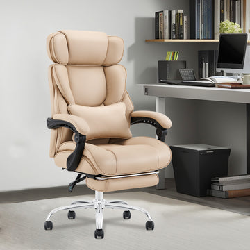 COLAMY Leather 300lbs Office Chair Reclining Gaming Chair with Footrest Model.6754