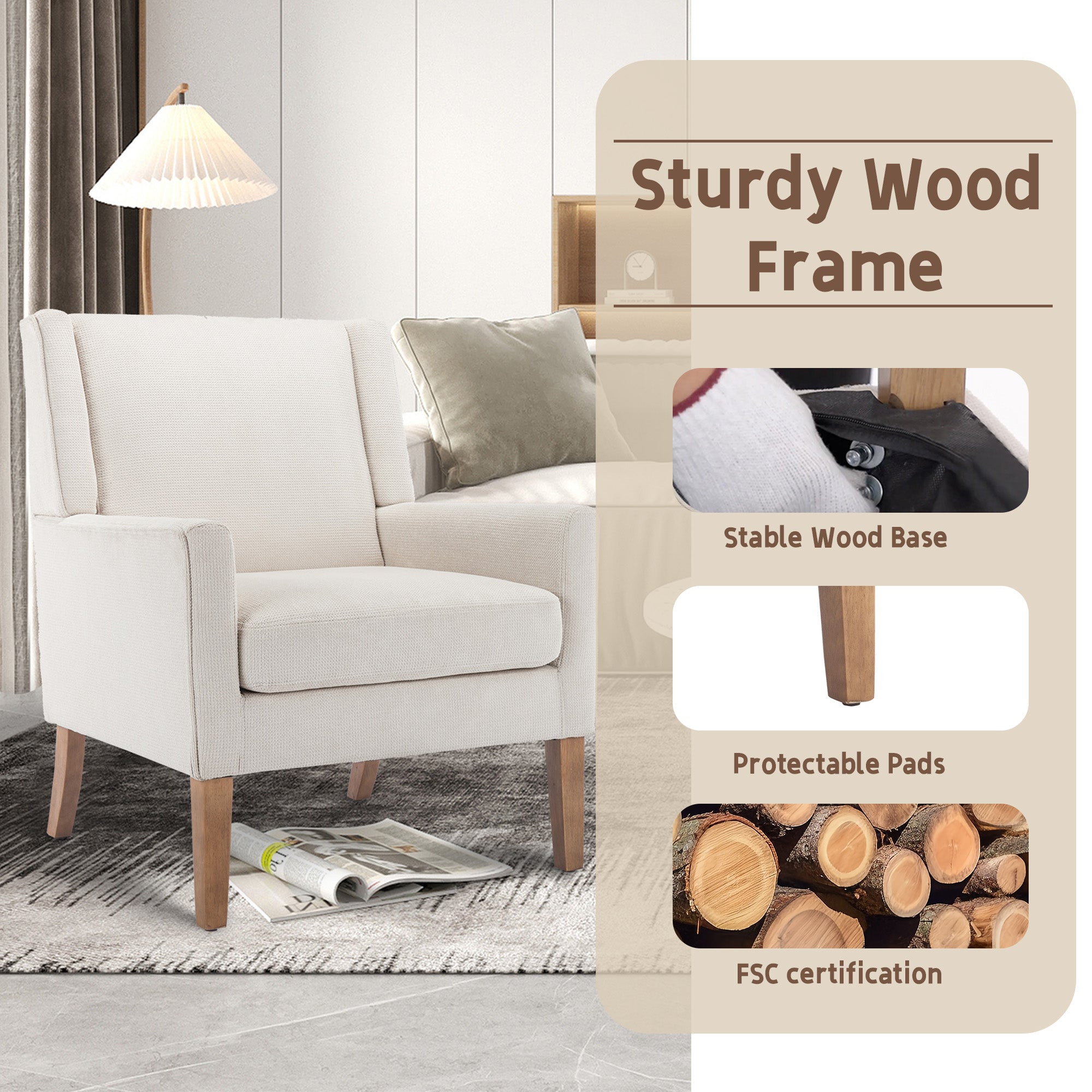 COLAMY Poltrona Sherpa Con Ottomana – Comoda E Morbida, Stile Mid-Century, Perfetta Per Salotto O Camera Da Letto, Beige