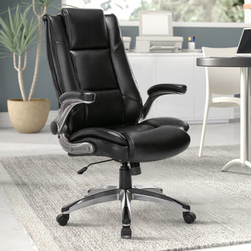 COLAMY 300LBS Ergonomic Lether Office Chair with Flip-up Armrests Model 2199