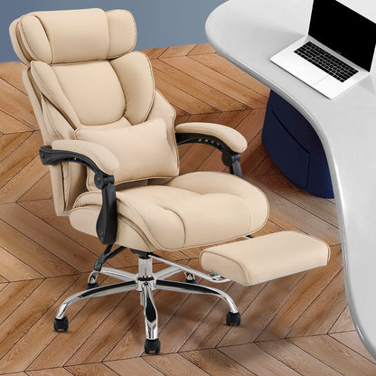 COLAMY Leather 300lbs Office Chair Reclining Gaming Chair with Footrest Model.6754