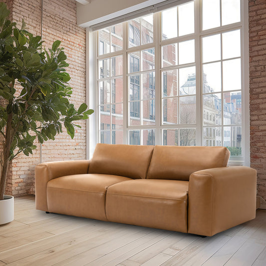 COLAMY 95“ Oversize PU Leather Living Room 3-seat Sofa