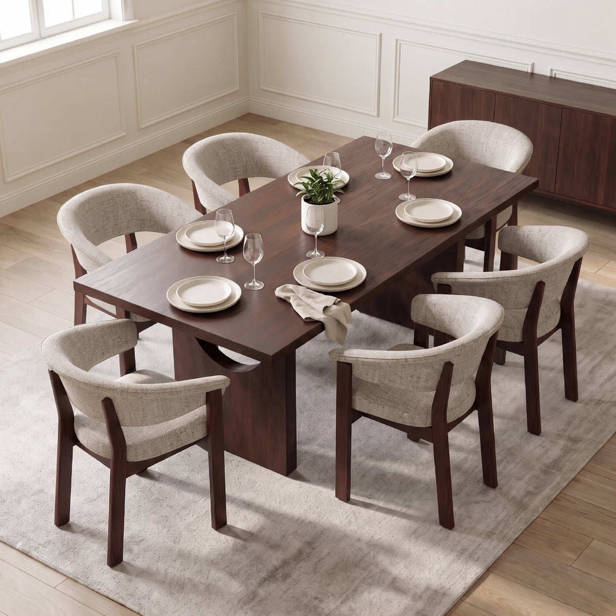 COLAMY HALO 72" Dining Table with HALO Luxe Dining Chairs Set for 4-6