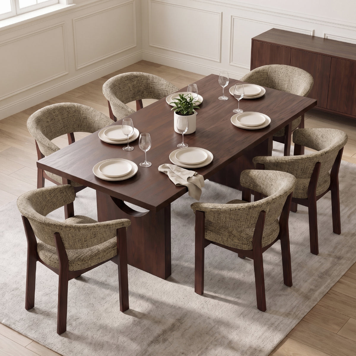 COLAMY HALO 72" Dining Table with HALO Luxe Dining Chairs Set for 4-6