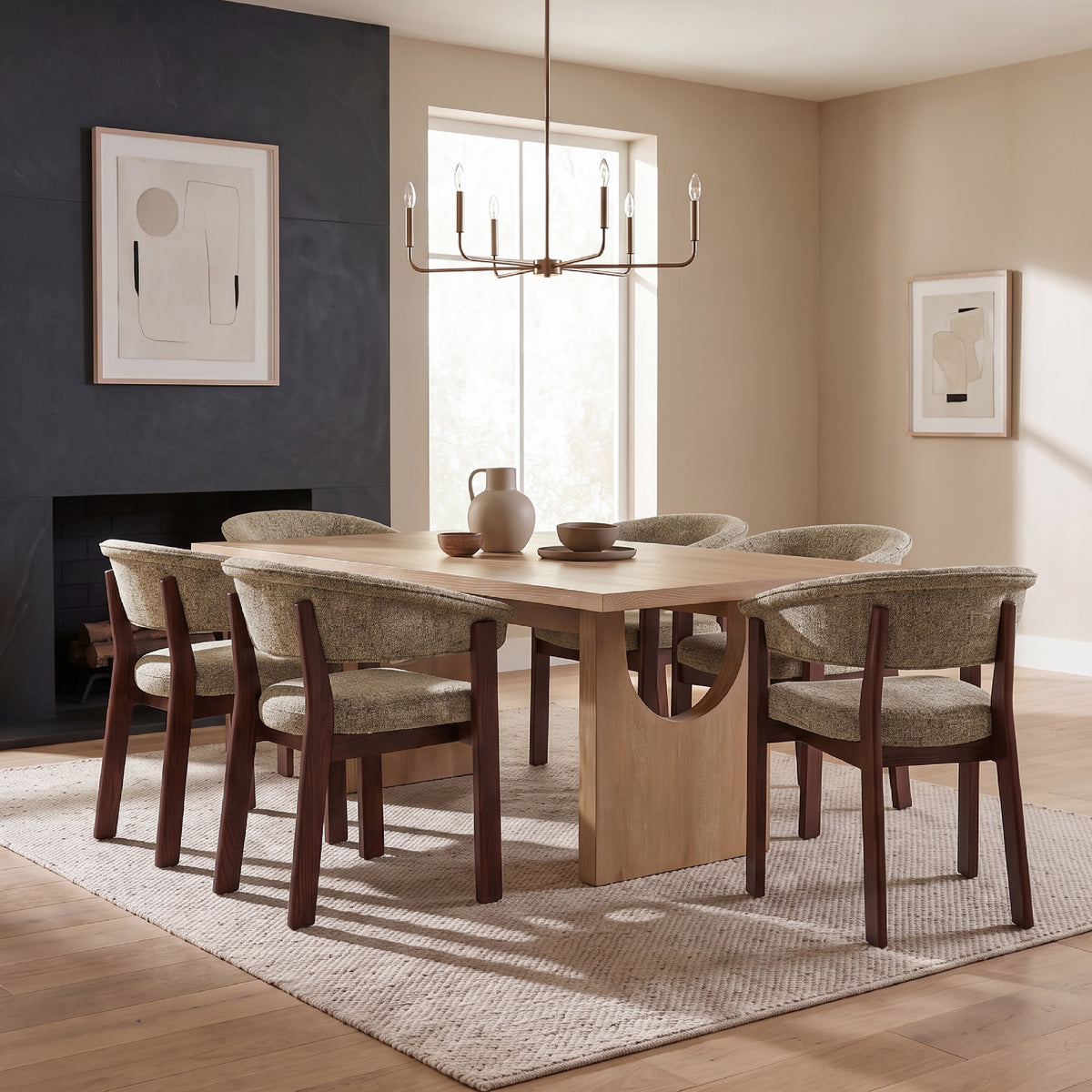 COLAMY HALO 72" Dining Table with HALO Luxe Dining Chairs Set for 4-6
