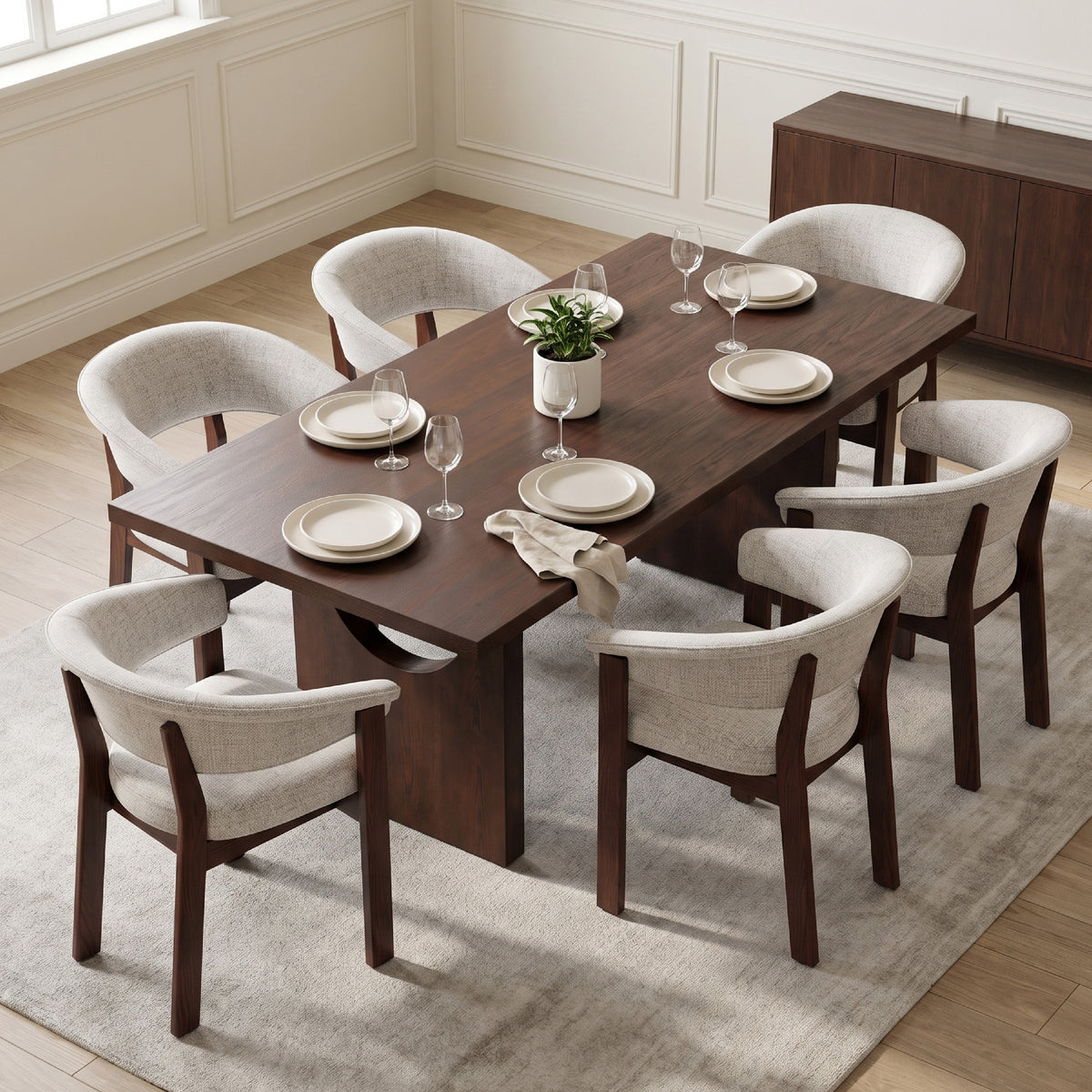 COLAMY HALO 72" Dining Table with HALO Luxe Dining Chairs Set for 4-6