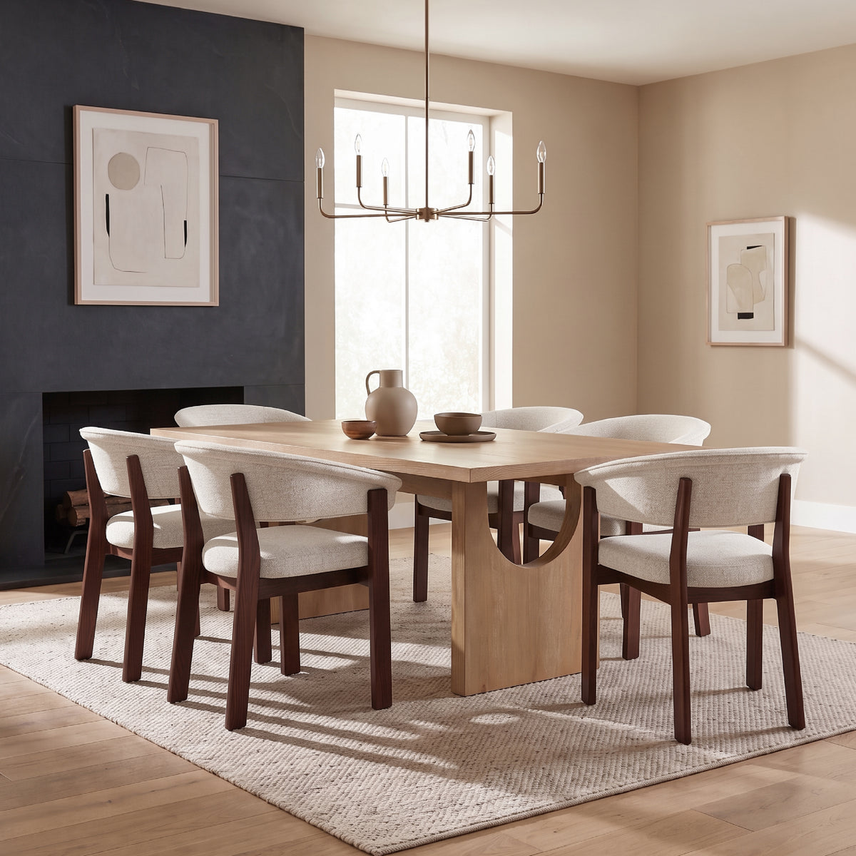 COLAMY HALO 72" Dining Table with HALO Luxe Dining Chairs Set for 4-6