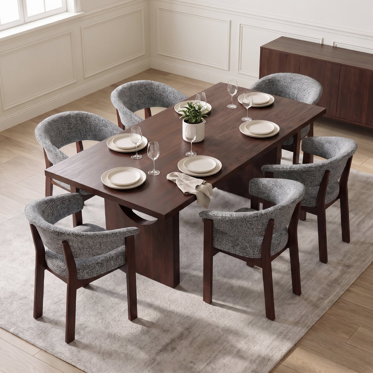 COLAMY HALO 72" Dining Table with HALO Luxe Dining Chairs Set for 4-6