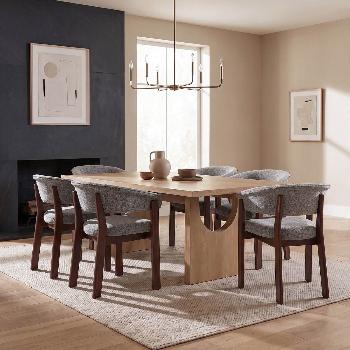 COLAMY HALO 72" Dining Table with HALO Luxe Dining Chairs Set for 4-6