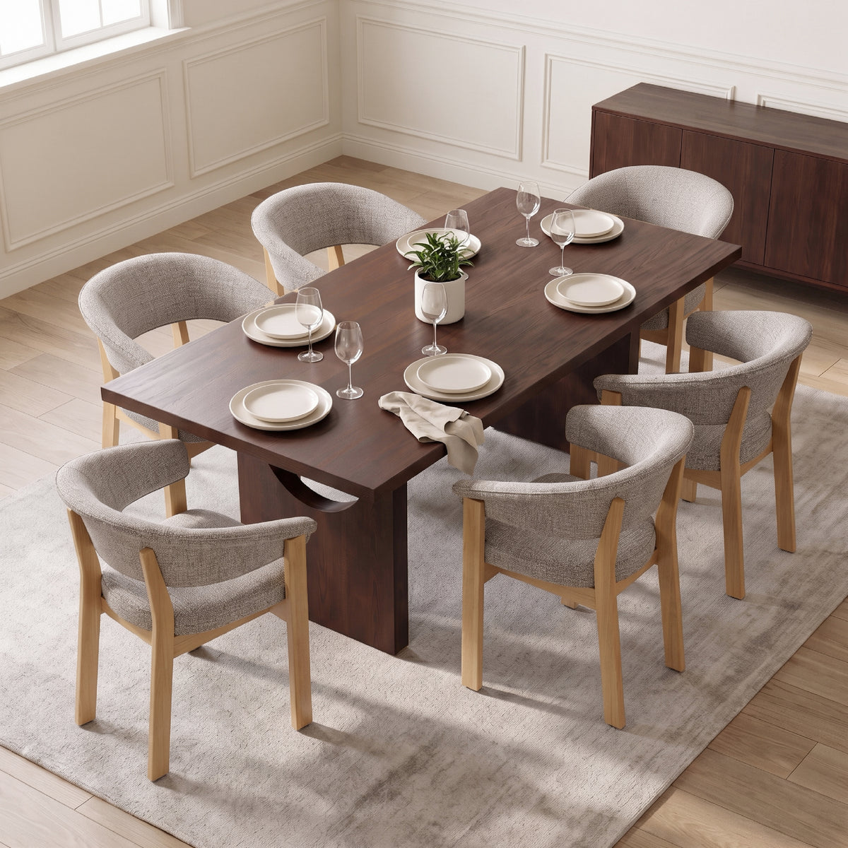 COLAMY HALO 72" Dining Table with HALO Luxe Dining Chairs Set for 4-6