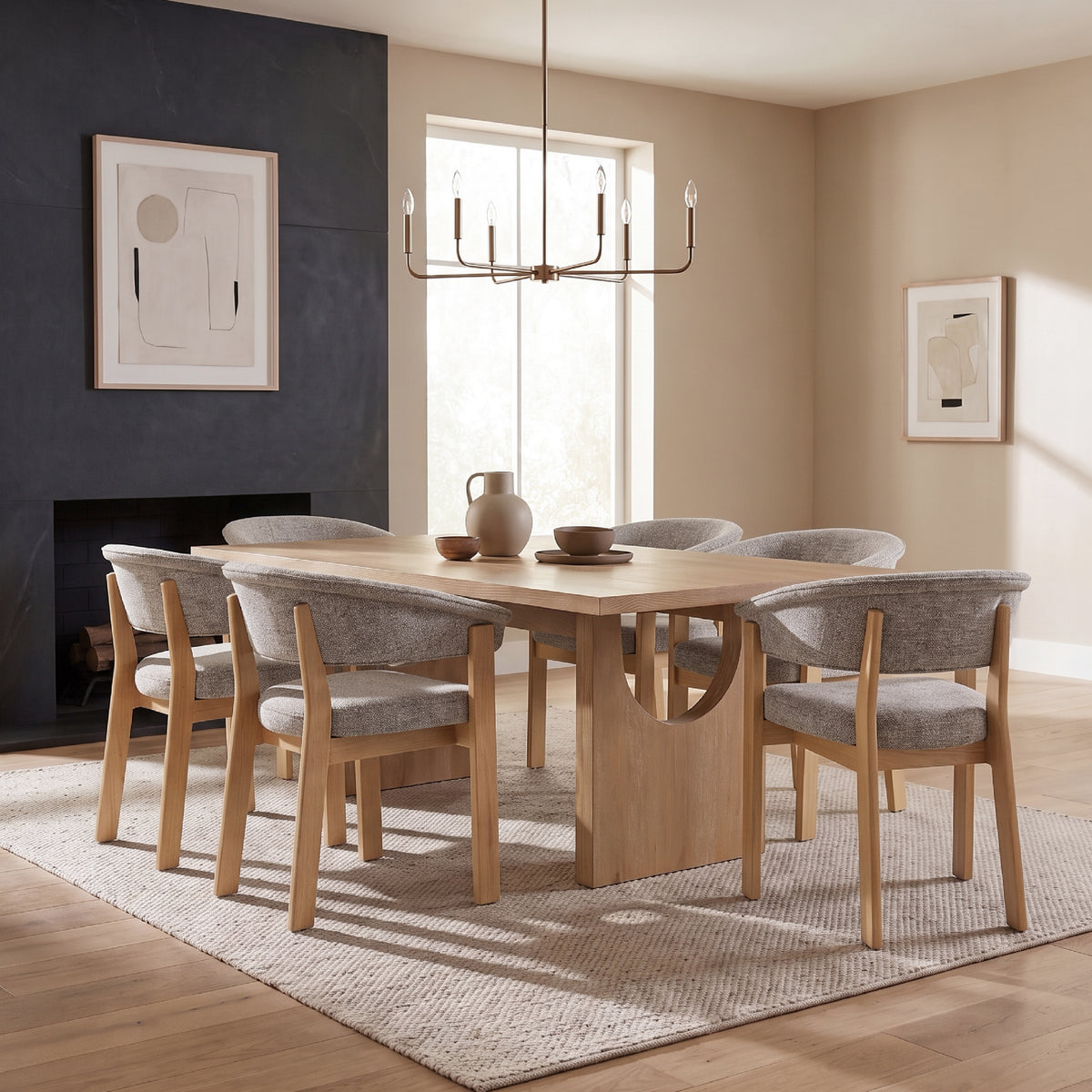COLAMY HALO 72" Dining Table with HALO Luxe Dining Chairs Set for 4-6