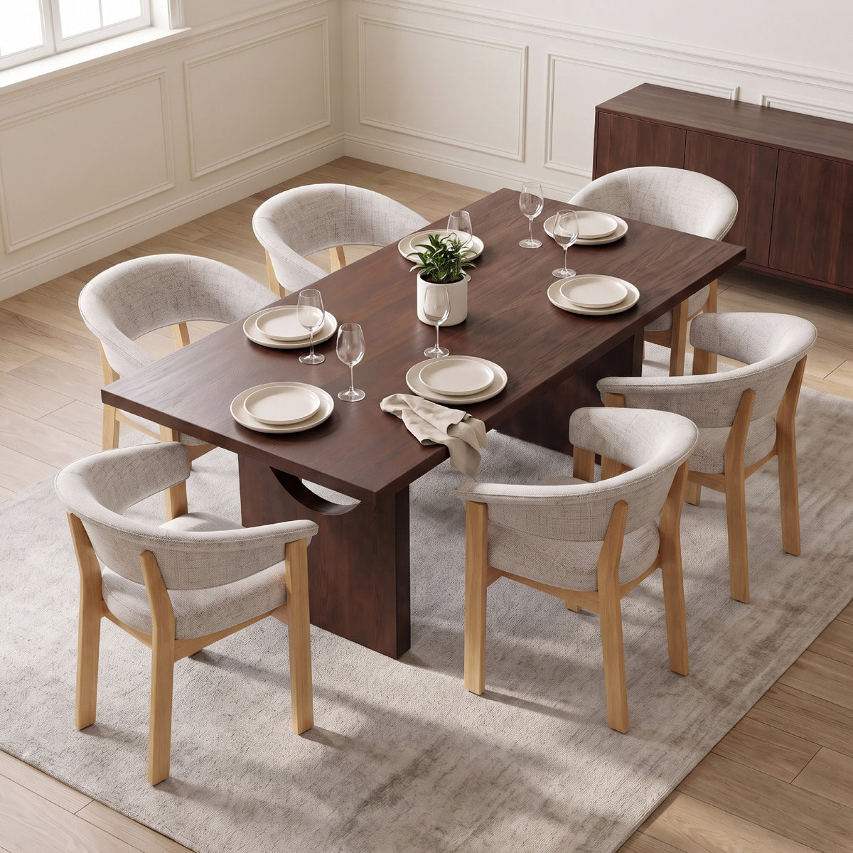 COLAMY HALO 72" Dining Table with HALO Luxe Dining Chairs Set for 4-6