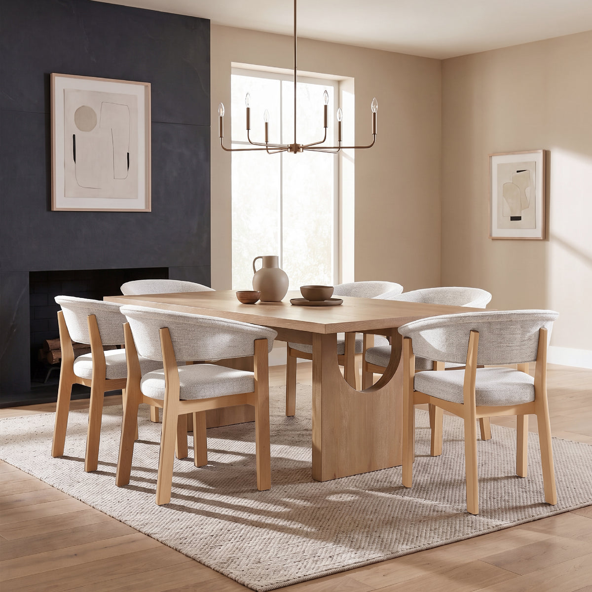COLAMY HALO 72" Dining Table with HALO Luxe Dining Chairs Set for 4-6