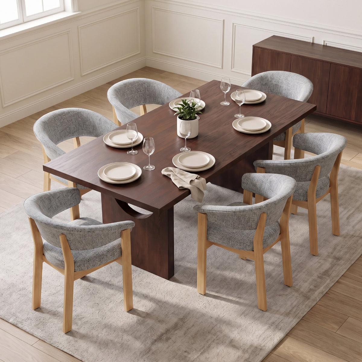 COLAMY HALO 72" Dining Table with HALO Luxe Dining Chairs Set for 4-6