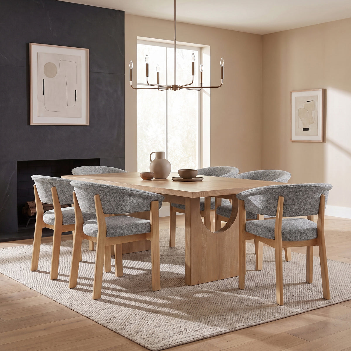 COLAMY HALO 72" Dining Table with HALO Luxe Dining Chairs Set for 4-6