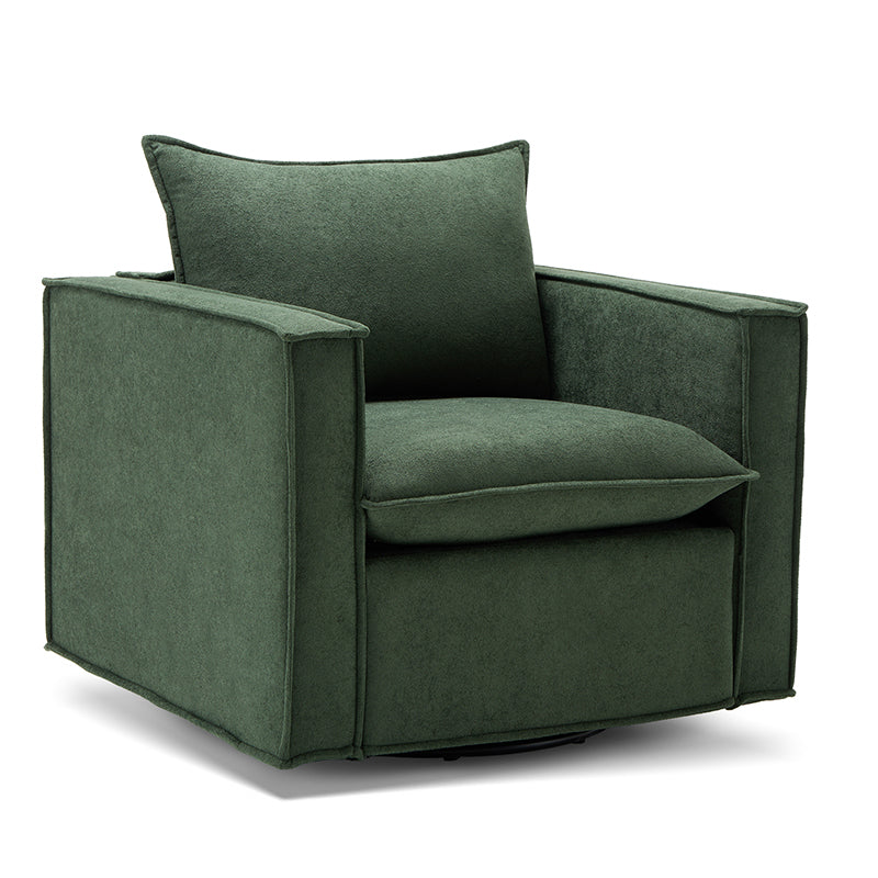 COLAMY 34 Inches Wide Sherpa Upholstered 360° Swiveling Accent Chair with Pillows Model.1750