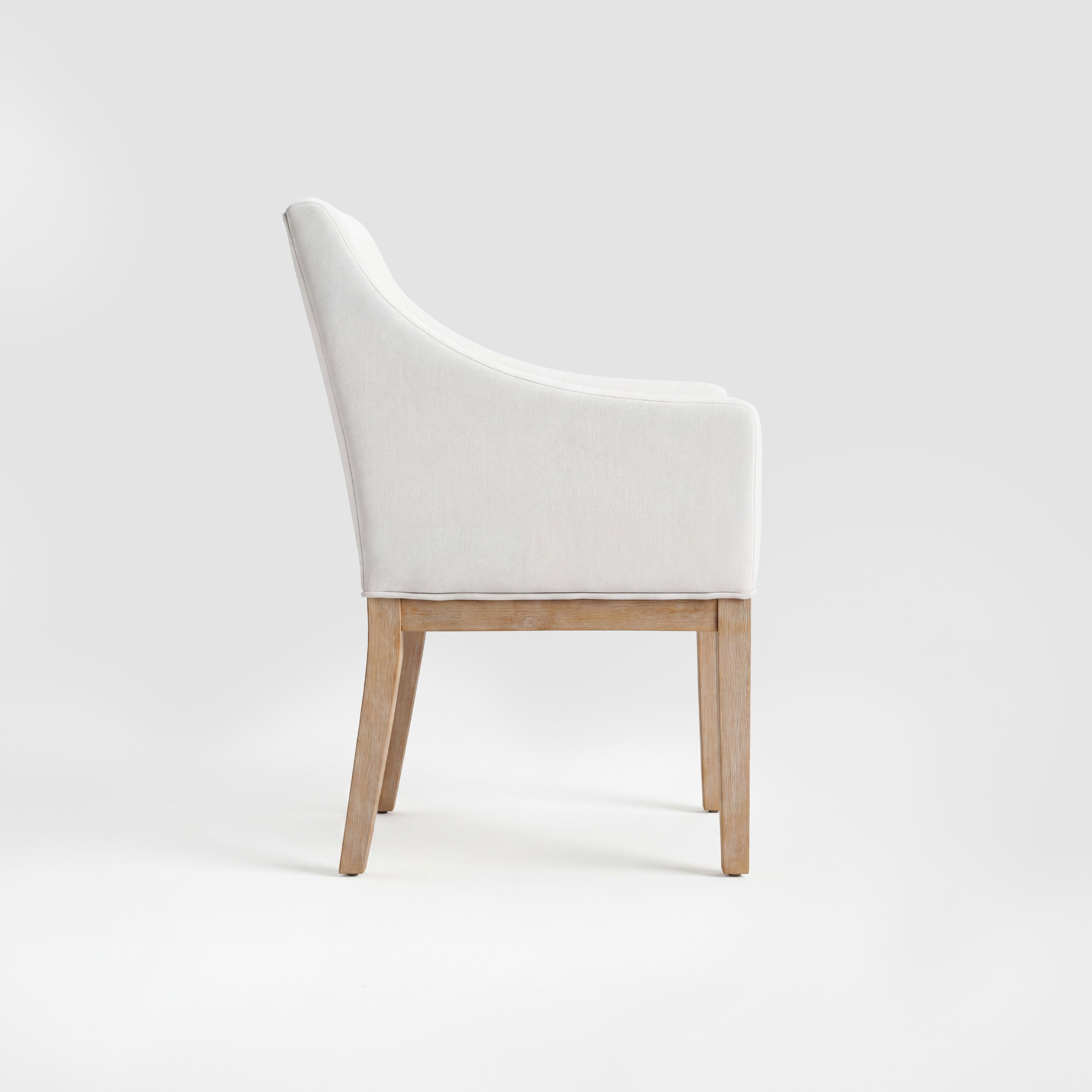 COLAMY ELVIA Upholstered Dining Chair with Arms – Solid Wood Frame