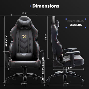 COLAMY Ergonomic High-back Big & Tall Reclining Gaming Chair Model.1325