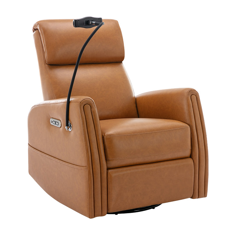 COLAMY PU Leather 270° Power Swivel Glider Recliner Chair with USB Port & Phone Holder