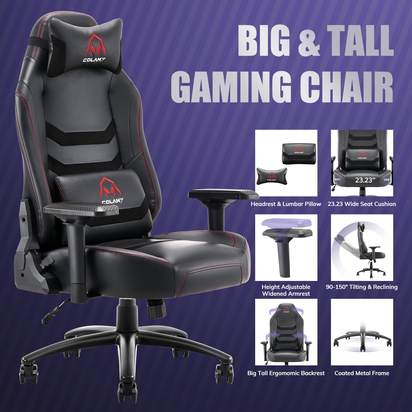 COLAMY 400lbs Big & Tall Gaming Chair Ergonomic Computer Chair Model.91311