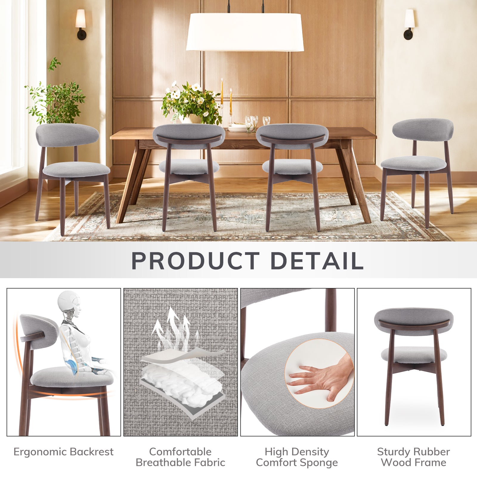 COLAMY NOYA Mid-Century Modern Dining Chair - 1