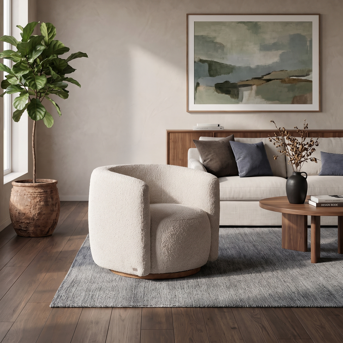 COLAMY AURA Compact Barrel Swivel Accent Chair