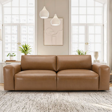 COLAMY 95“ Oversize PU Leather Living Room 3-seat Sofa