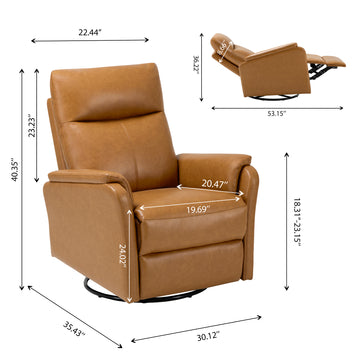 COLAMY PU Leather Swivel Recliner Chair Reclining Nursery Sofa Model.60162