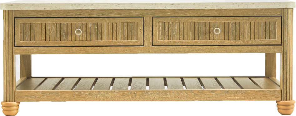 COLAMY VERSE 47.2" Fluted Storage Coffee Table with 2 Drawers & Open Shelf