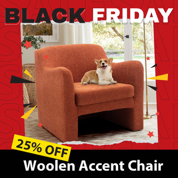 COLAMY Comfy Woolen Fabric Accent Chair Soft Padded Armchair