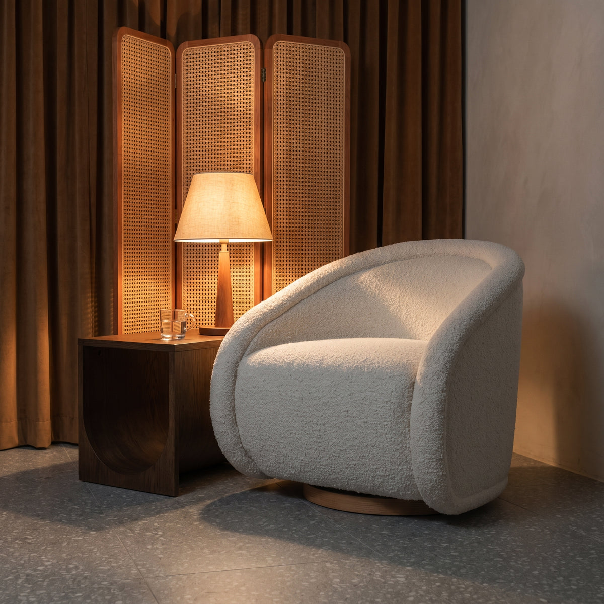 COLAMY AURA Sculpted Swivel Accent Chair