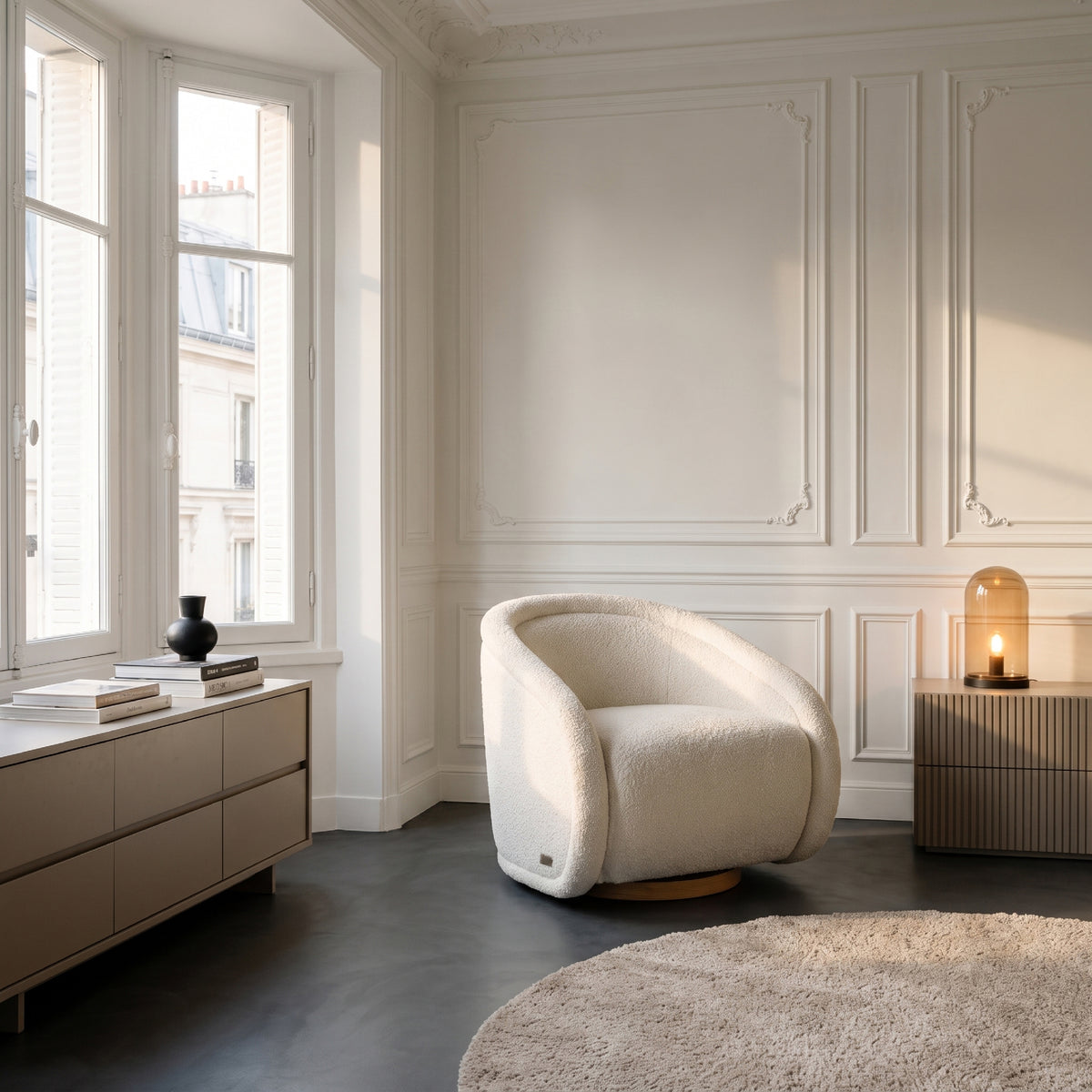 COLAMY AURA Sculpted Swivel Accent Chair
