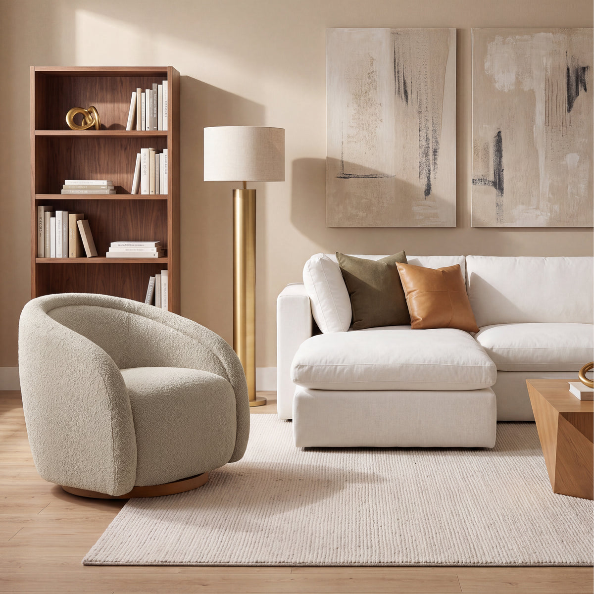 COLAMY AURA Sculpted Swivel Accent Chair