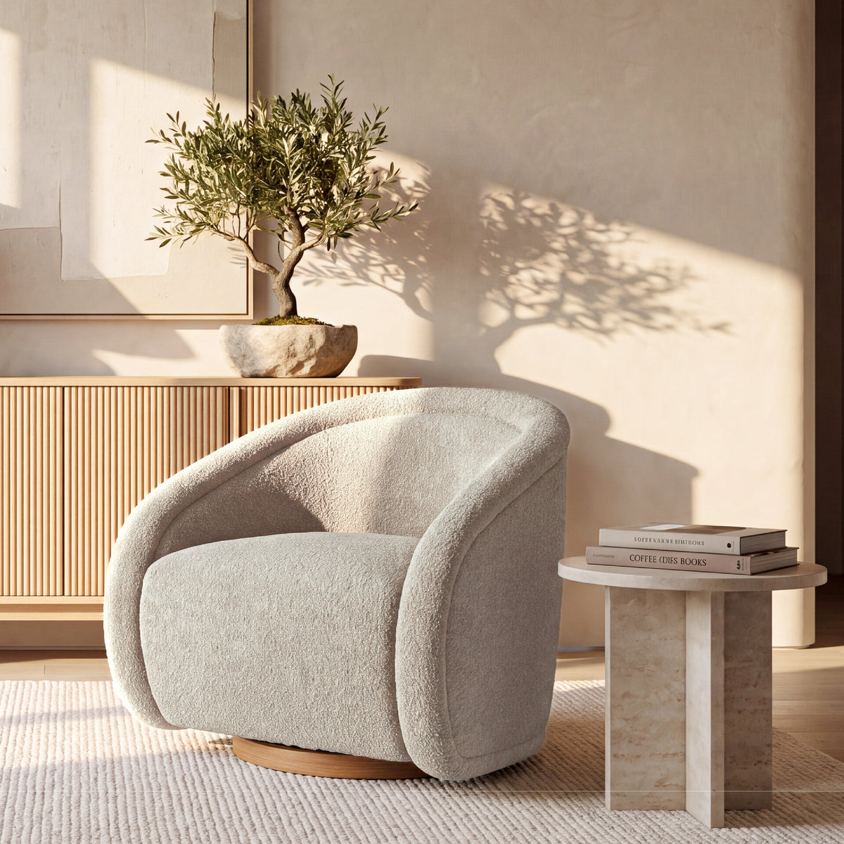 COLAMY AURA Sculpted Swivel Accent Chair