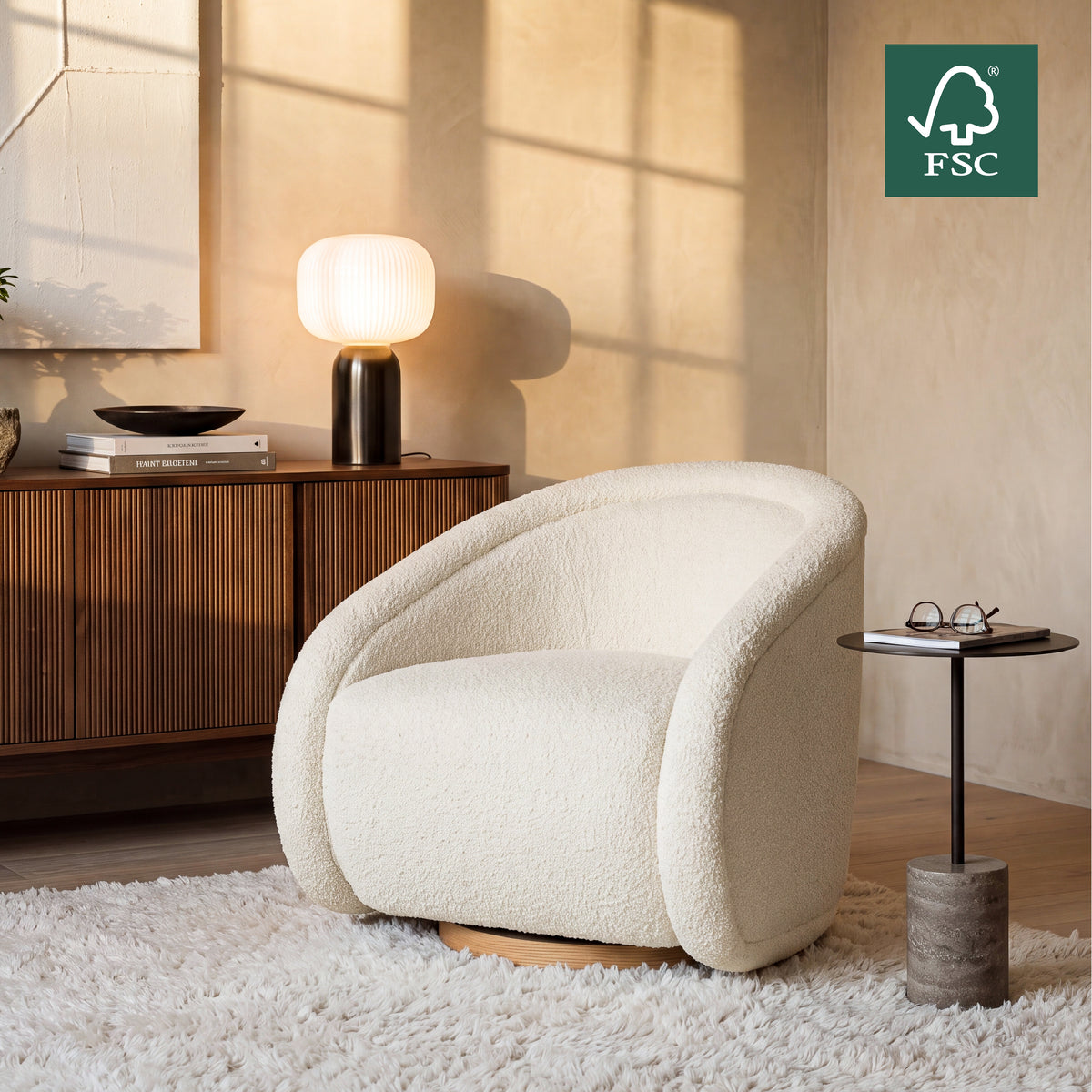 COLAMY AURA Sculpted Swivel Accent Chair