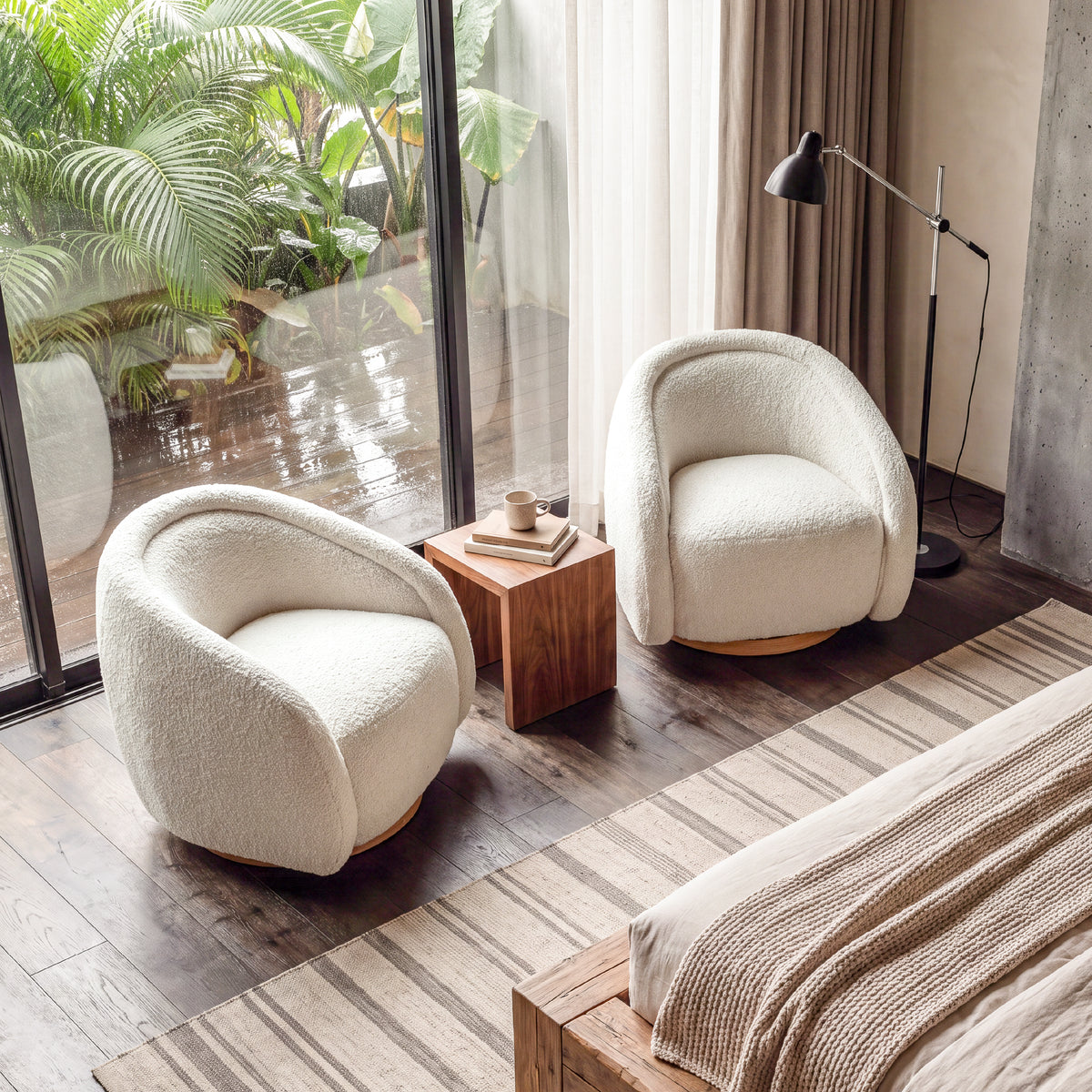 COLAMY AURA Sculpted Swivel Accent Chair