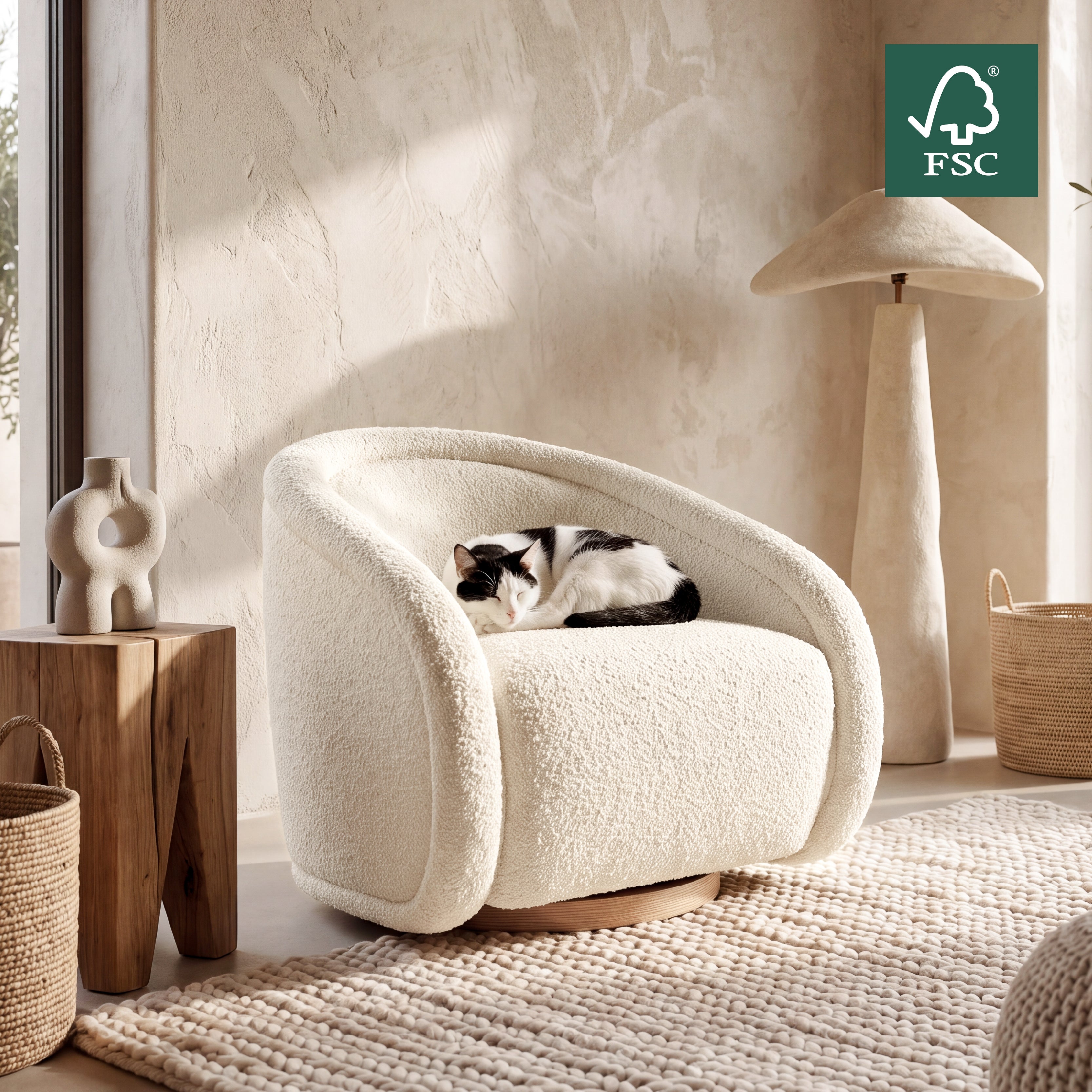 COLAMY AURA Sculpted Swivel Accent Chair
