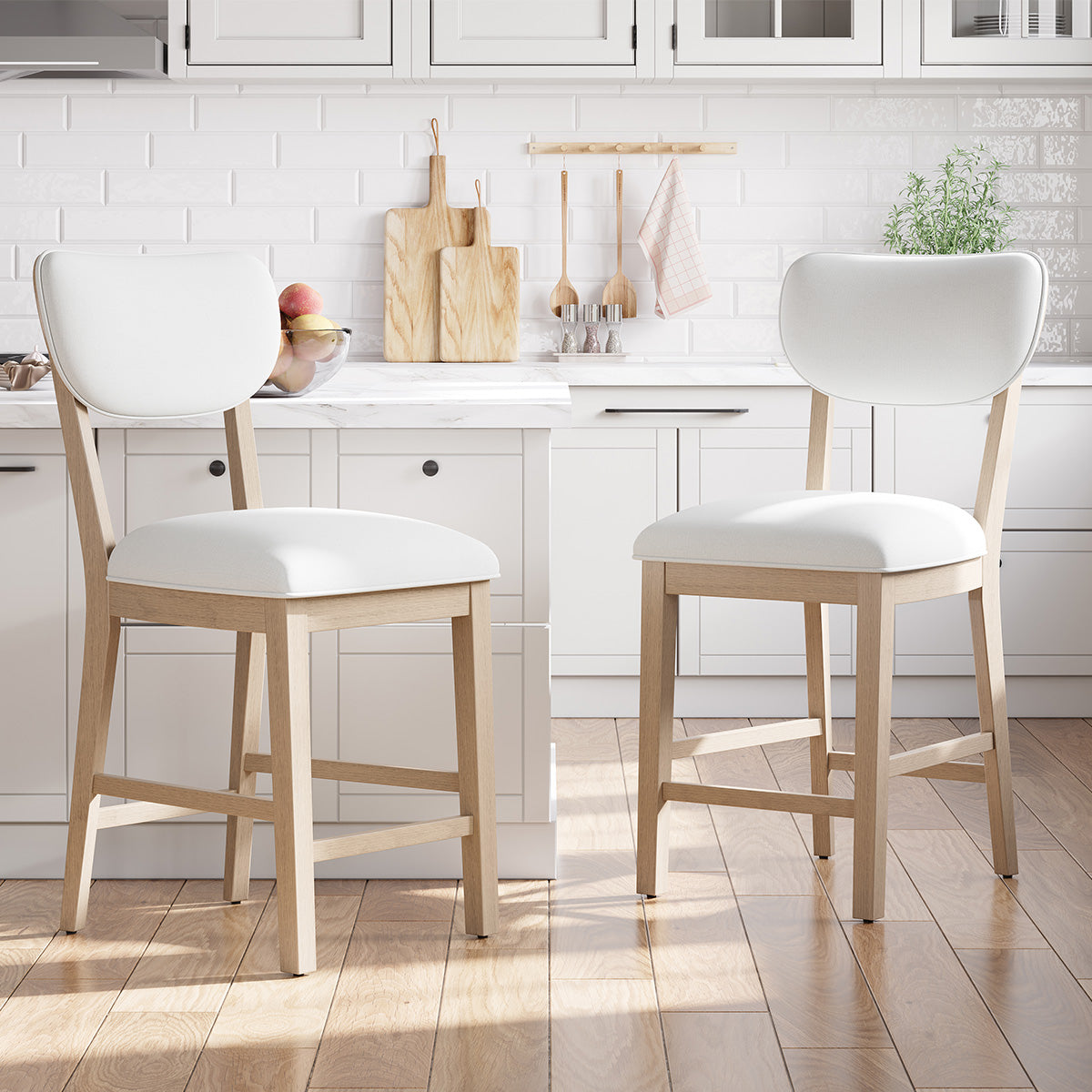 COLAMY AUREL Upholstered Counter Height Bar Stool