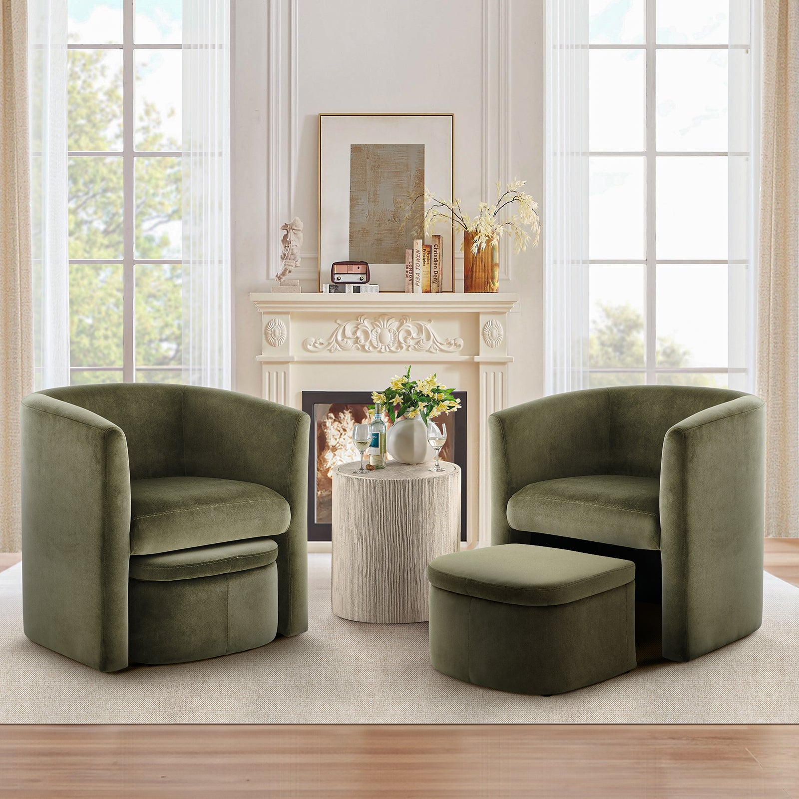Oversized Chair Bucket Chair With Ottoman COLAMY Sherpa