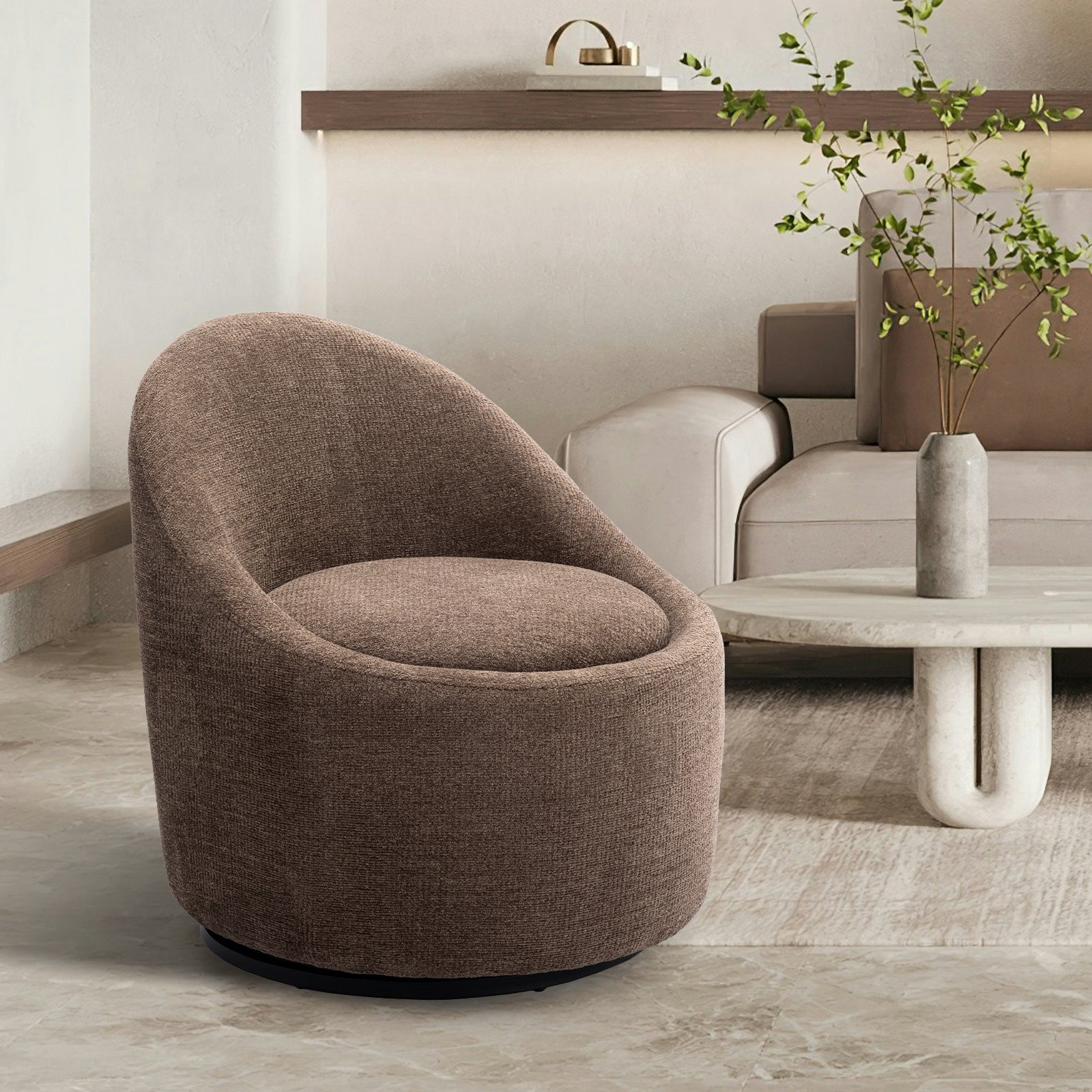Colamy Chenille Fabric 360° Swivel Accent Chair Model.W188