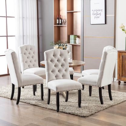 COLAMY Upholstered Fabric Dining Chair with Button-Tufted Back