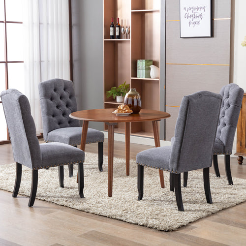 COLAMY Upholstered Fabric Dining Chair with Button-Tufted Back