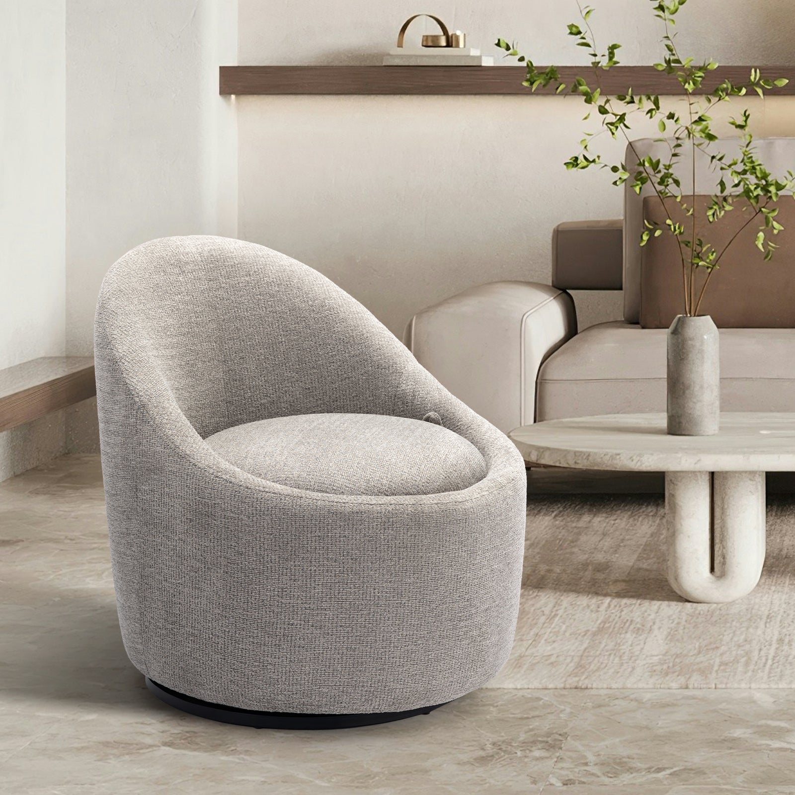 Colamy Chenille Fabric 360° Swivel Accent Chair Model.W188