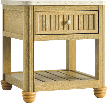 COLAMY VERSE Reeded End Table with Drawer and Open Shelf