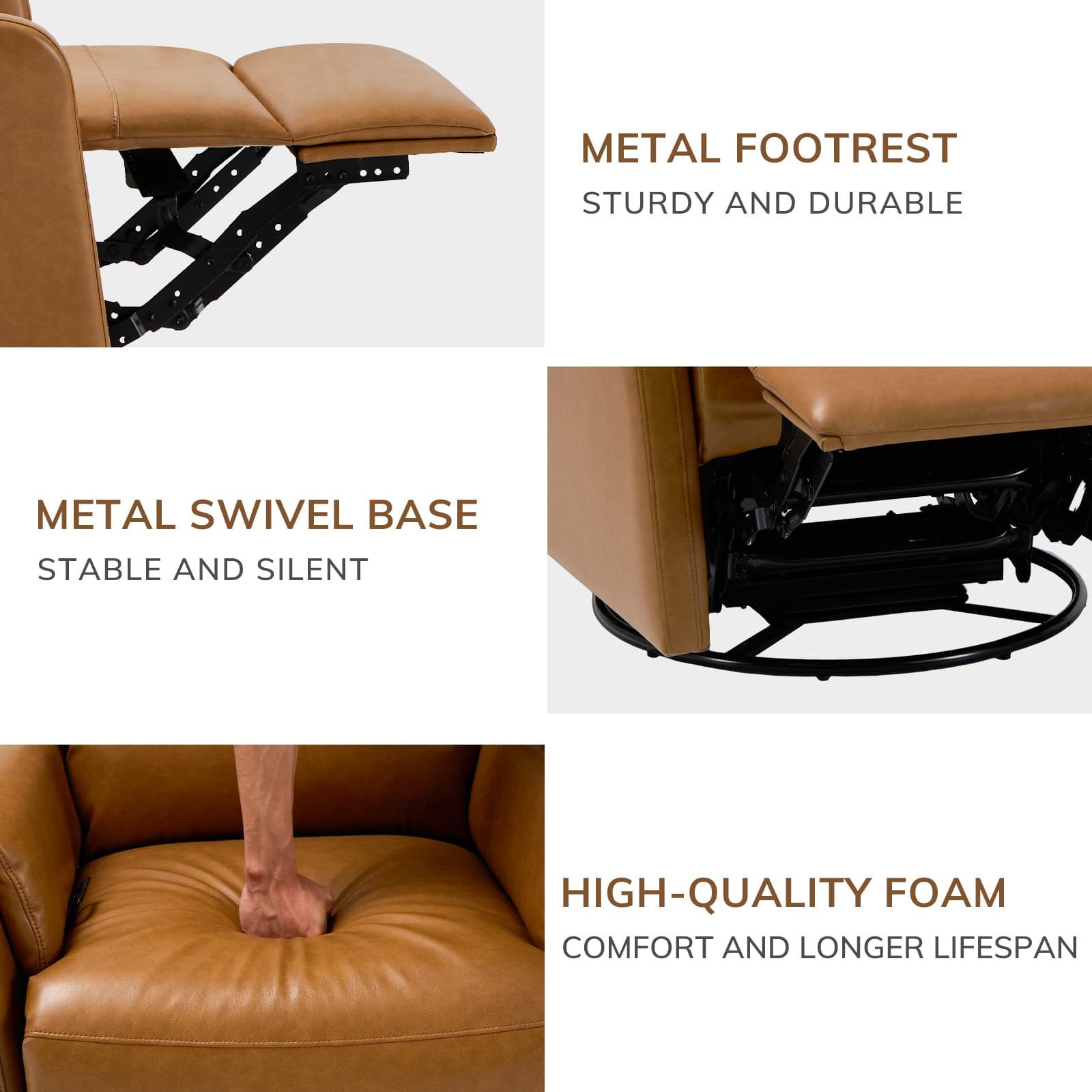 COLAMY PU Leather Swivel Recliner Chair Reclining Nursery Sofa Model.60162