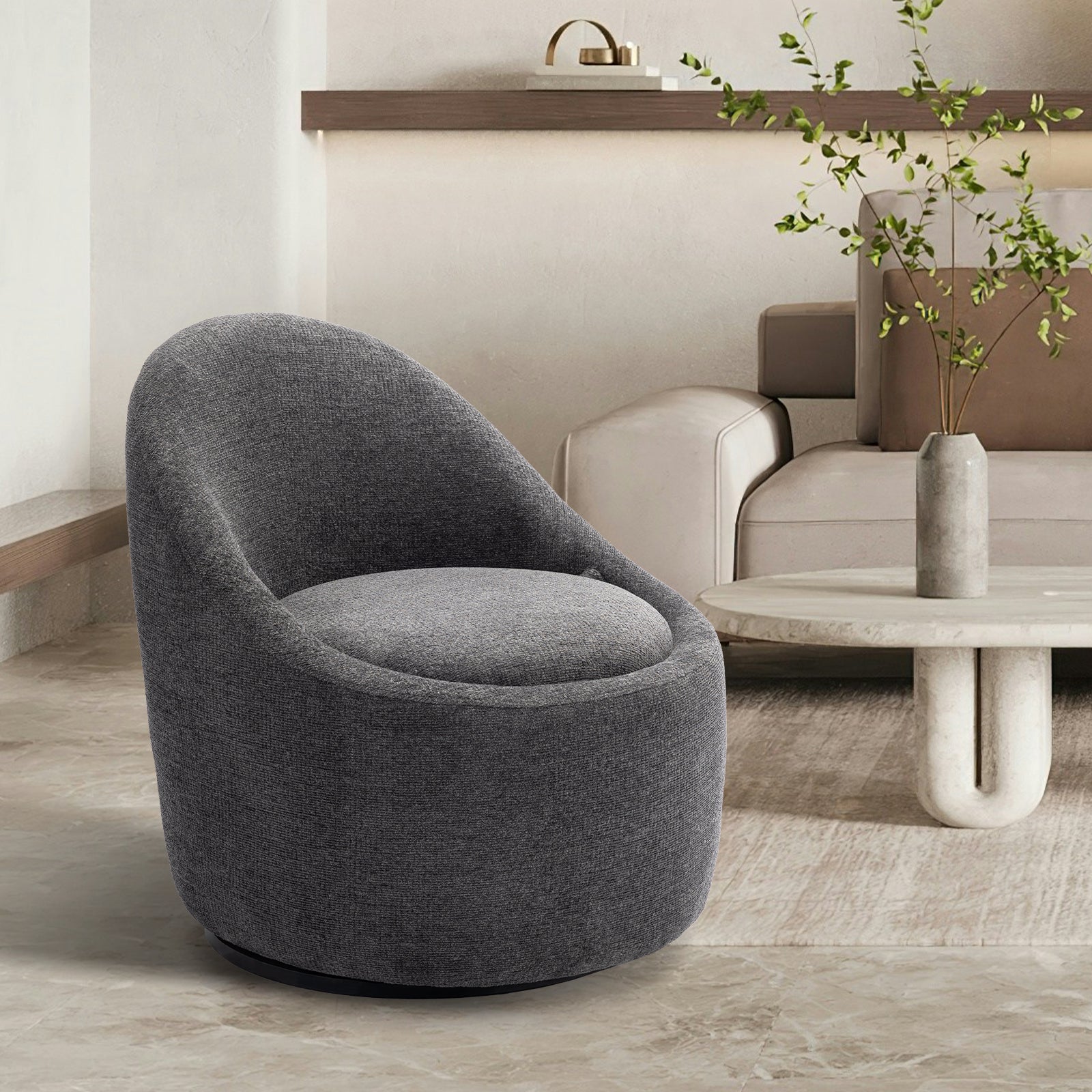 Colamy Chenille Fabric 360° Swivel Accent Chair Model.W188