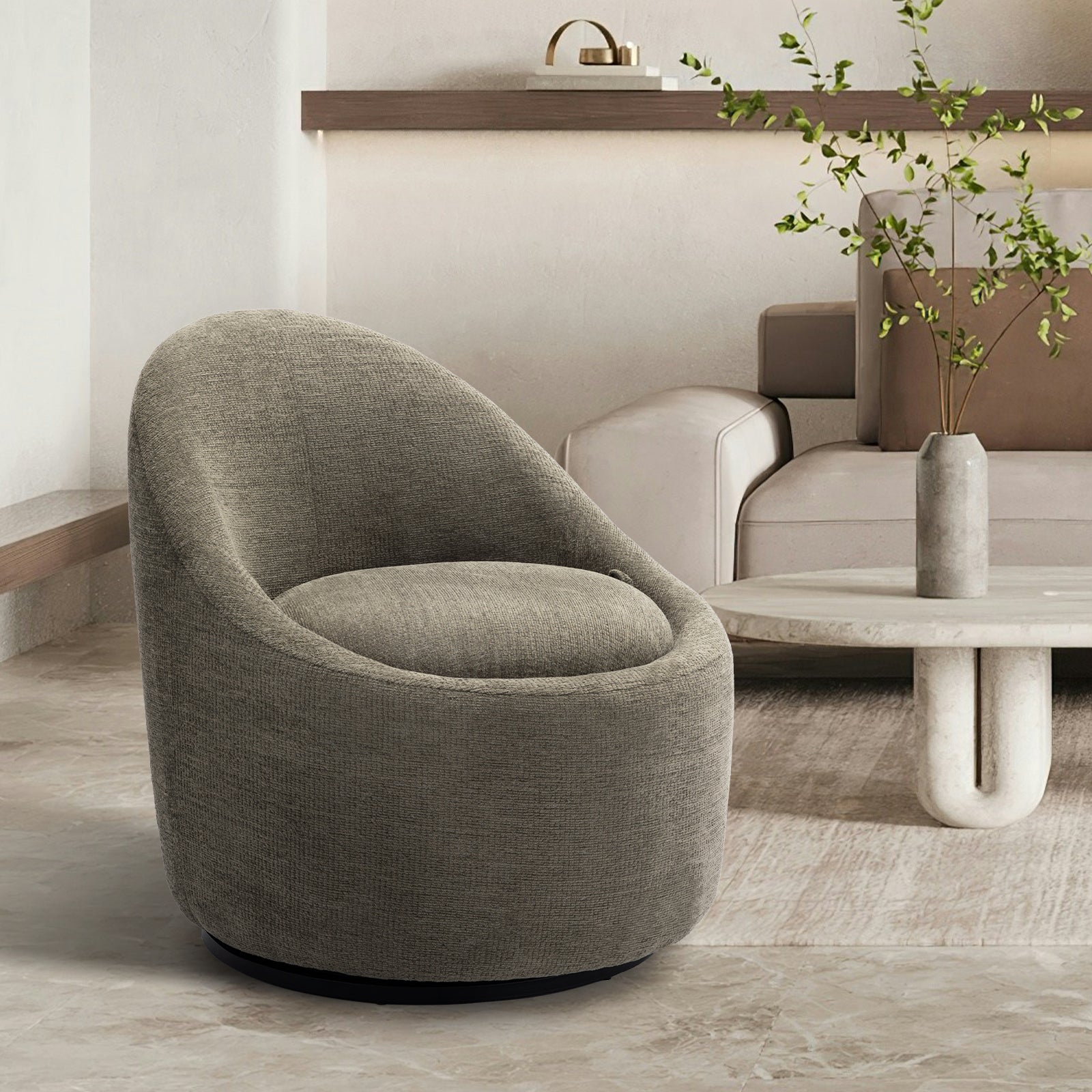 Colamy Chenille Fabric 360° Swivel Accent Chair Model.W188